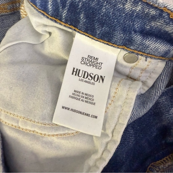 Hudson Remi Straight Leg Crop Light Blue Distressed Jeans Size 28 - Picture 5 of 8